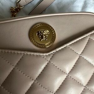 Versace Quilted pink bag with Gold hardware